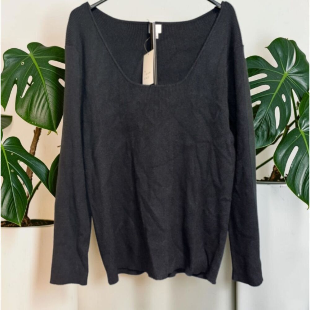 A New Day Women’s Black Scoop-Neck Long-Sleeve Top Size 3X